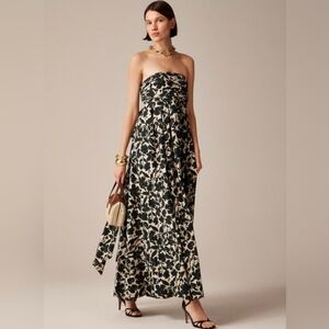 J. Crew Strapless Black and Cream Dress